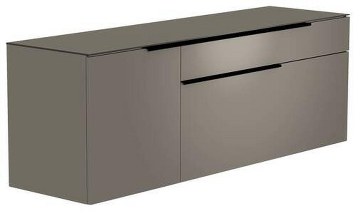 LOWBOARD  in 160/56/45 cm  - Schwarz/Grau, Design, Glas/Holzwerkstoff (160/56/45cm) - Moderano