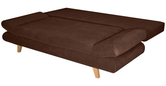 SCHLAFSOFA mit Schlafen auf Sitzhöhe, haustierfreundlicher Bezug Cord Dunkelbraun - Dunkelbraun/Buchefarben, KONVENTIONELL, Holz/Textil (200/75/85cm) - Carryhome
