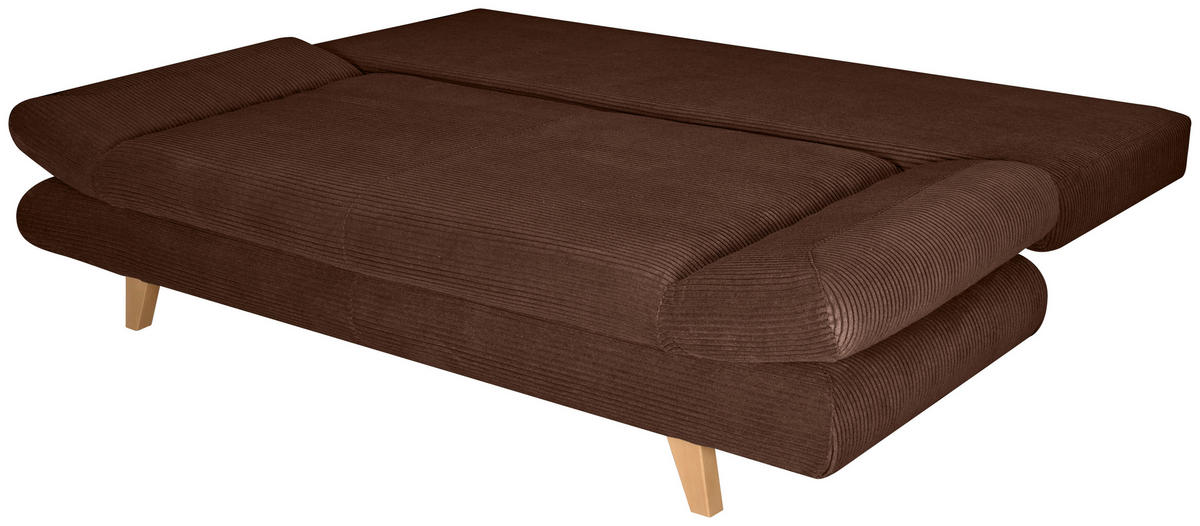 SCHLAFSOFA  mit Schlafen auf Sitzhöhe, haustierfreundlicher Bezug Cord Dunkelbraun  - Dunkelbraun/Buchefarben, KONVENTIONELL, Holz/Textil (200/75/85cm) - Carryhome