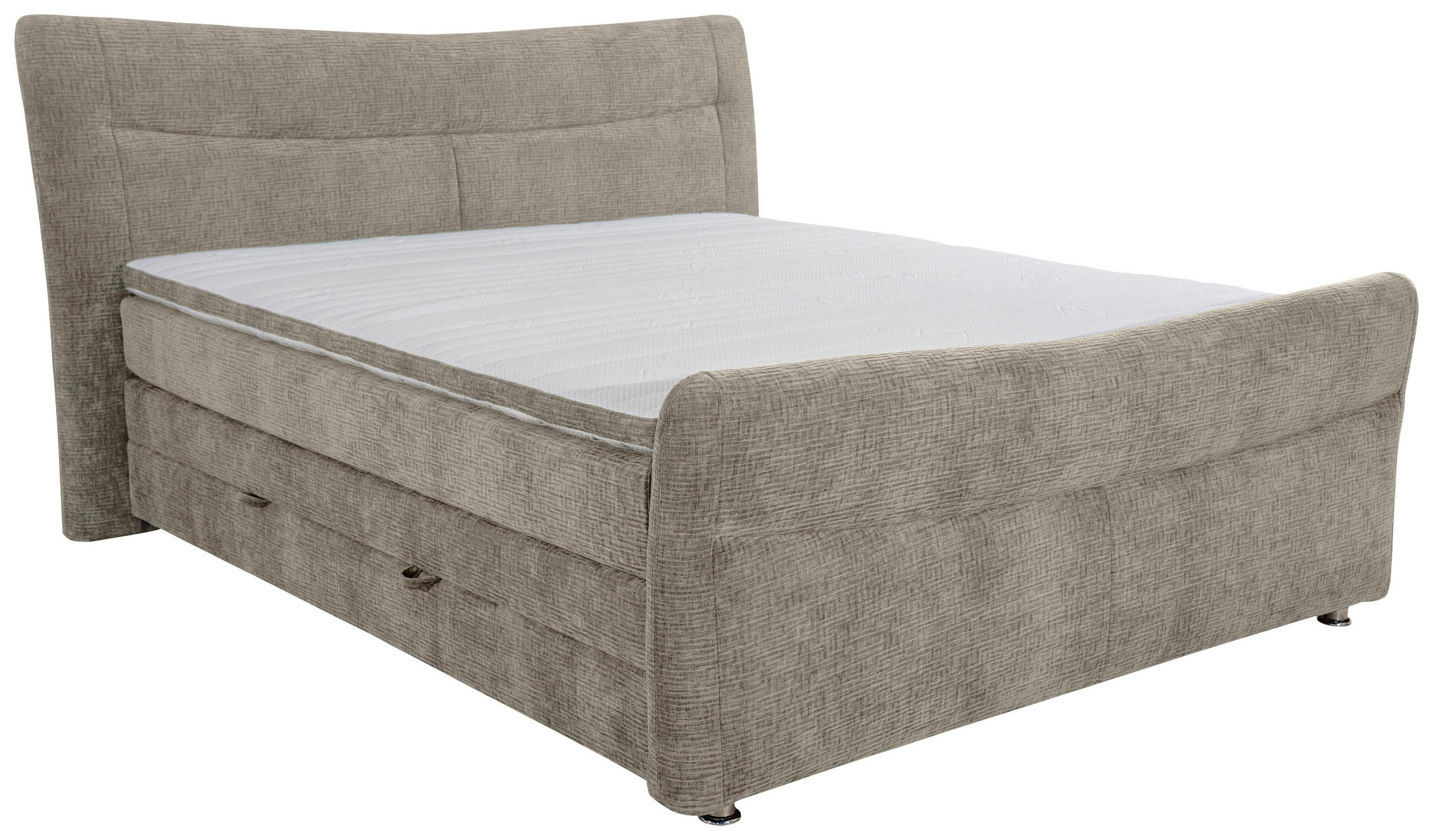 BOXSPRINGBETT 180/200 cm  in Greige  - Chromfarben/Greige, KONVENTIONELL, Textil/Metall (180/200cm) - Esposa