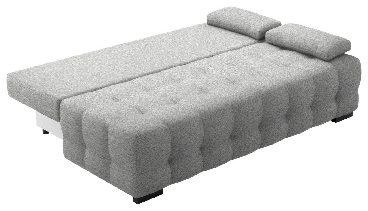 SCHLAFSOFA in Chenille, Plüsch Grau  - Schwarz/Grau, KONVENTIONELL, Kunststoff/Textil (209/96/100cm) - Stylife