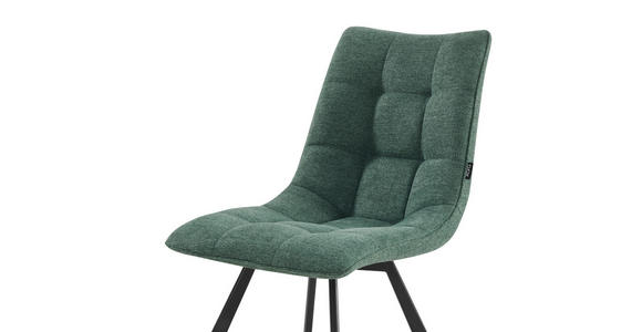 STUHL  Stoffauswahl Leinenoptik  - Dunkelgrün/Schwarz, Design, Textil/Metall (47/86/61cm) - Xora