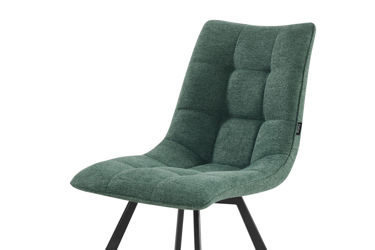 STUHL Leinenoptik Schwarz, Dunkelgrün  - Dunkelgrün/Schwarz, Design, Textil/Metall (47/86/61cm) - Xora