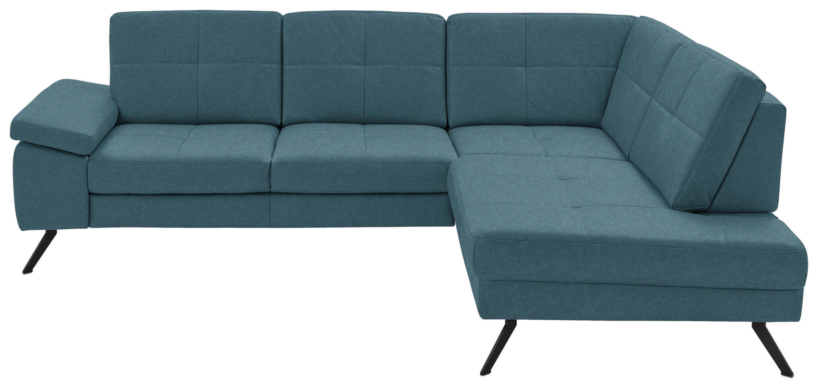 ECKSOFA in Lederlook, Mikrofaser Blau  - Blau/Schwarz, Design, Textil/Metall (261/194cm) - Beldomo System