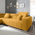 ECKSOFA in Mikrofaser Dunkelgelb  - Chromfarben/Dunkelgelb, Design, Textil/Metall (207/301cm) - Xora