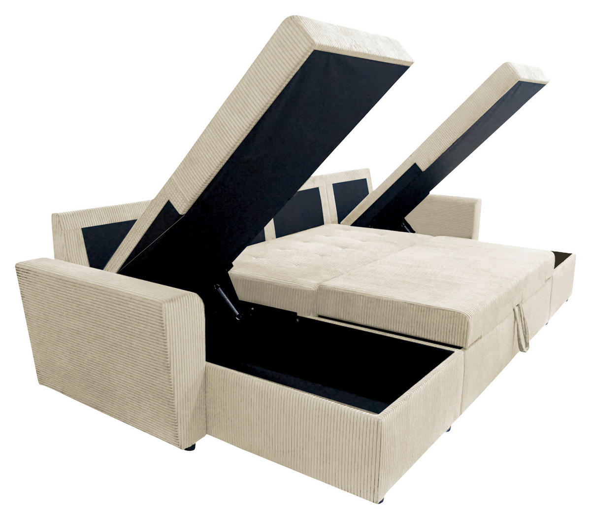 WOHNLANDSCHAFT in Cord Beige  - Beige/Schwarz, Design, Kunststoff/Textil (155/294/155cm) - MID.YOU