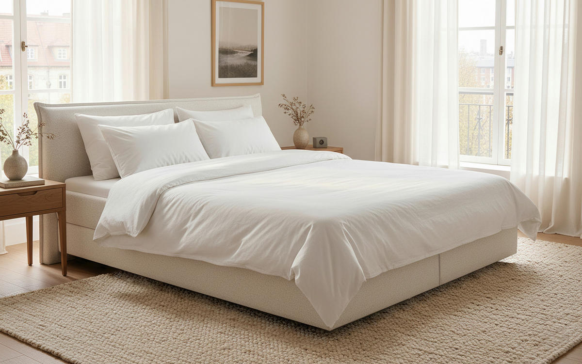 BOXSPRINGBETT 160/200 cm,  in Beige, Matratze, gepolstertes Kopfteil, Topper, H3 + H3 = fest  - Beige/Schwarz, Trend, Textil (160/200cm) - Chameo