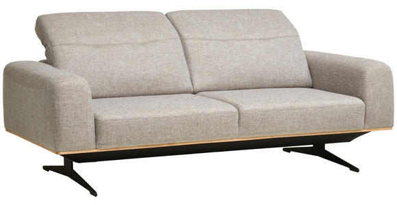 3-SITZER-SOFA in Struktur Beige  - Beige/Schwarz, Design, Holz/Textil (205/76-97/102cm) - Novel