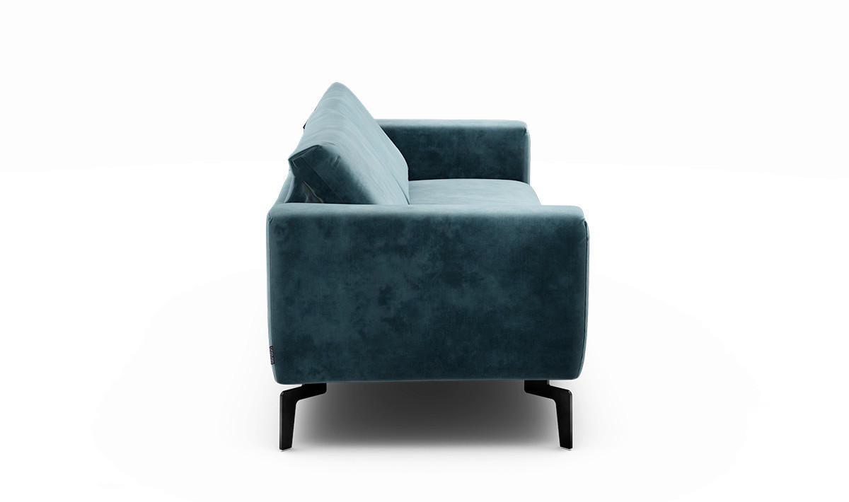 2,5-SITZER in Samt Blau  - Blau/Schwarz, Design, Textil/Metall (220/86/86-94cm) - SENSOO