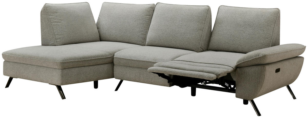 ECKSOFA Beige Webstoff  - Beige/Schwarz, MODERN, Textil/Metall (161/290cm) - Livetastic