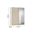 SCHWEBETÜRENSCHRANK  in Champagner  - Champagner/Beige, KONVENTIONELL, Glas/Holzwerkstoff (162/223/68cm) - Novel
