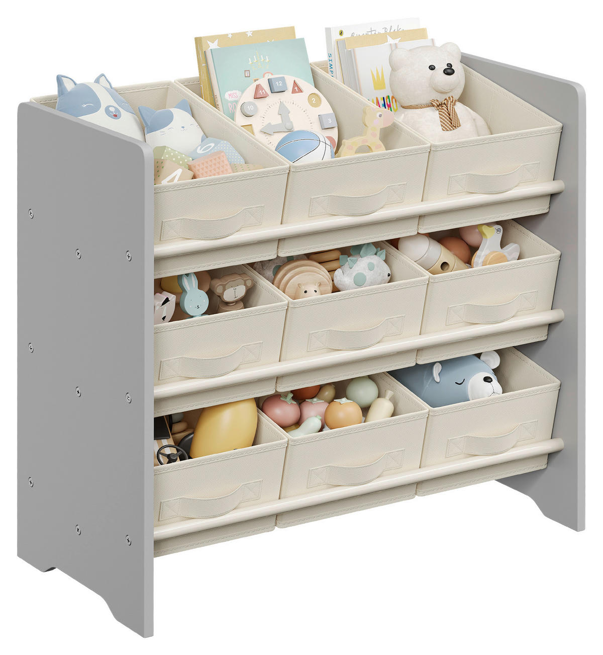 KINDERREGAL Grau, Beige  - Beige/Grau, MODERN, Holzwerkstoff/Textil (62,5/60/29,5cm) - MID.YOU