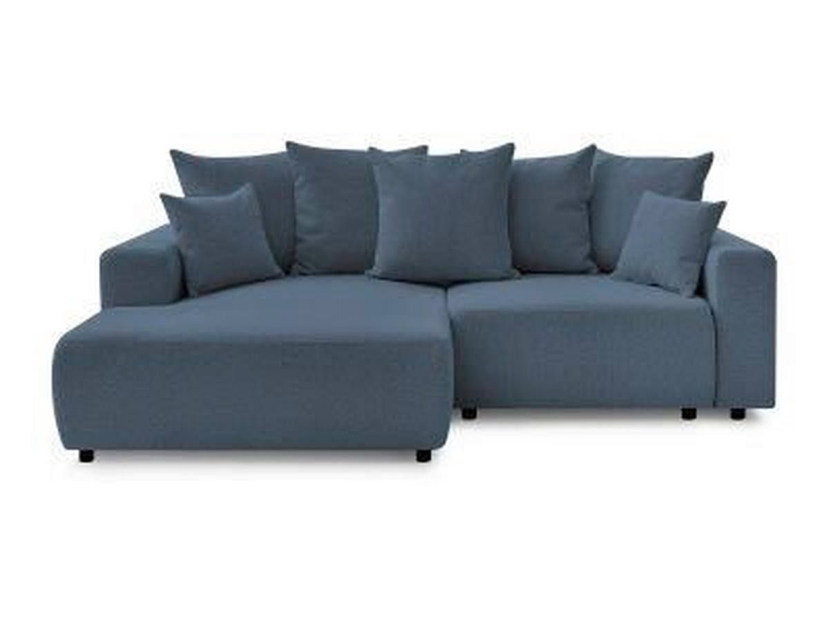 ECKSOFA Ottomane links  ATILLA Blau Flachgewebe  - Blau/Schwarz, MODERN, Kunststoff/Textil (149/244cm)