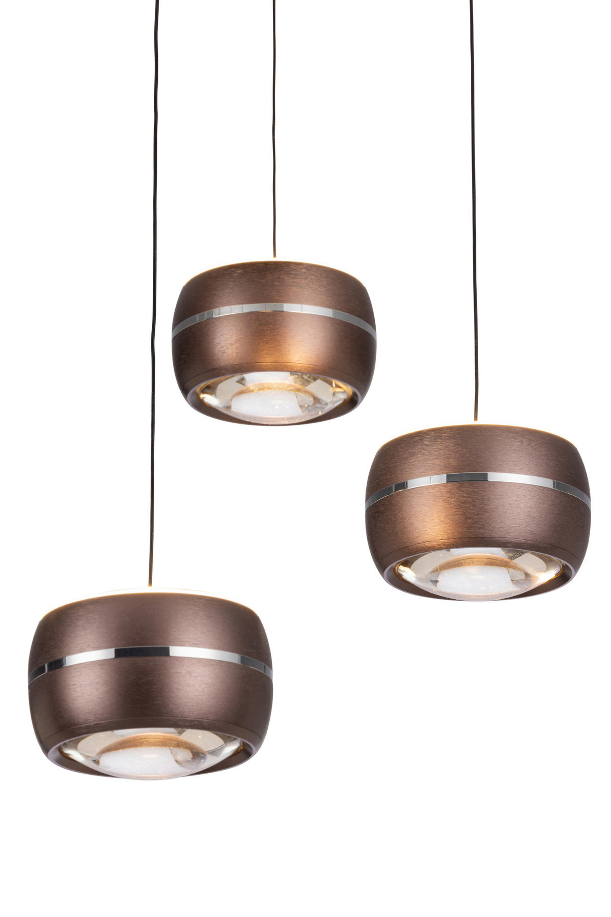 ZÁVESNÉ LED SVIETIDLO, 52,5/180 cm  - hnedá, Basics, kov/sklo (52,5/180cm) - Dieter Knoll