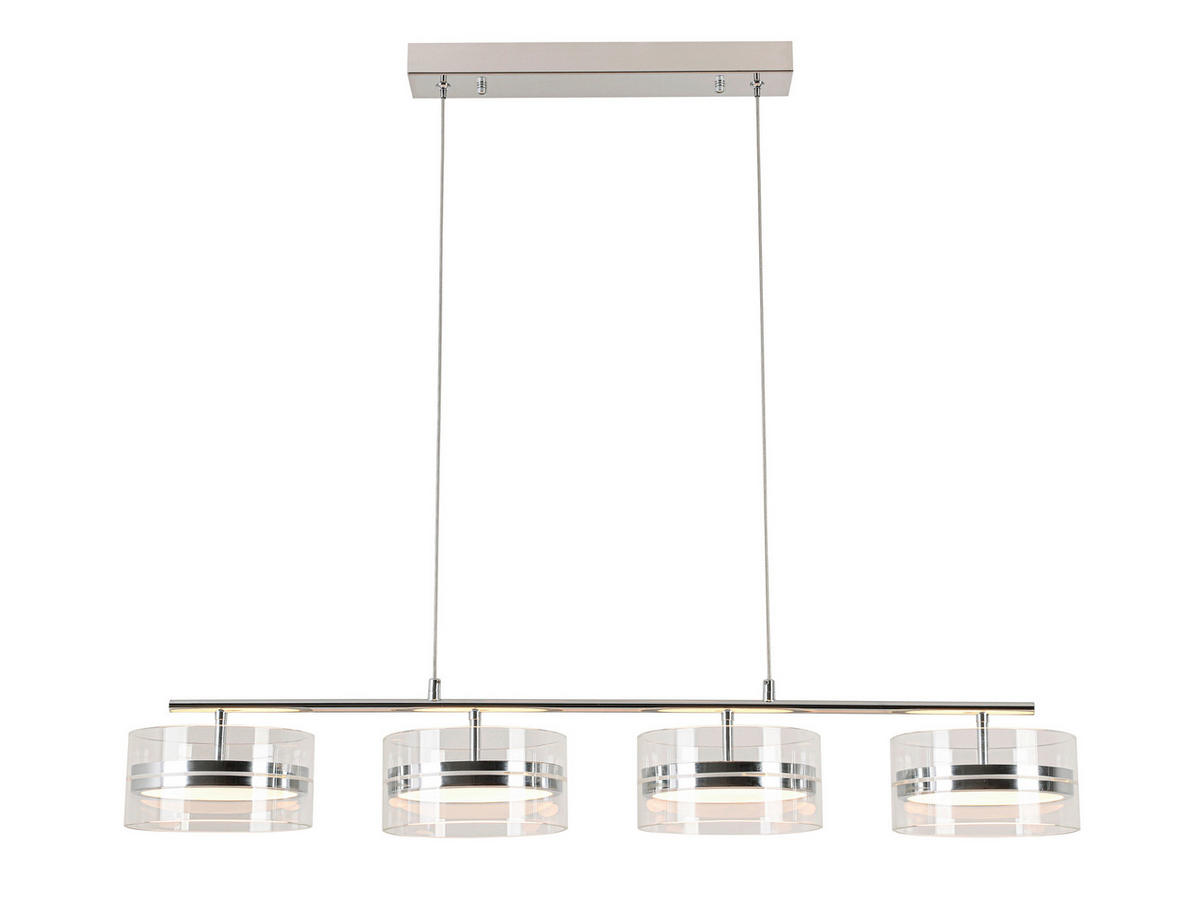 LED-HÄNGELEUCHTE Luca 93/18/120 cm   - Chromfarben, Design, Glas/Kunststoff (93/18/120cm) - Novel