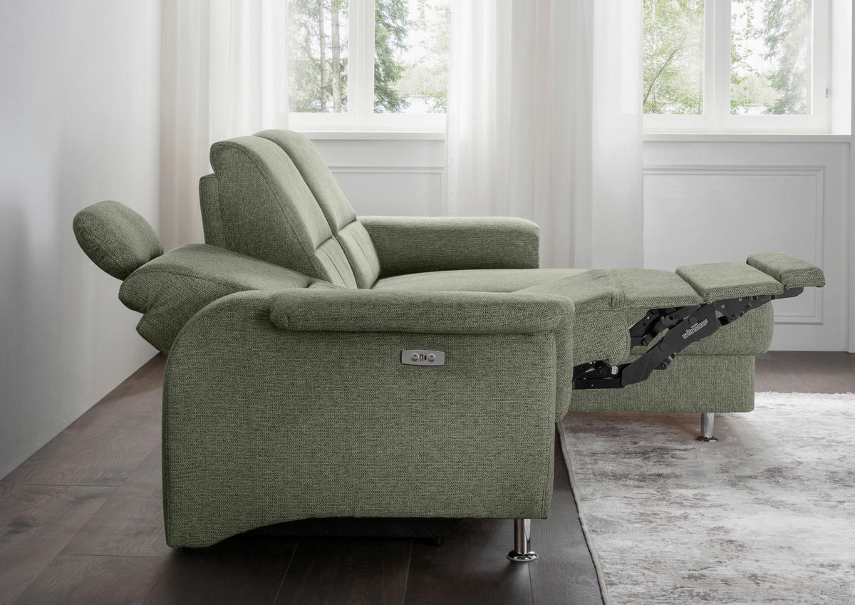 ECKSOFA in Chenille Grün  - Chromfarben/Grün, Modern, Textil/Metall (231/165cm) - Livetastic