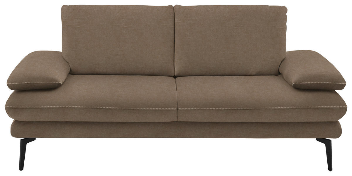 2,5-SITZER in Velours Hellbraun  - Hellbraun/Beige, Design, Textil/Metall (196/89/104cm) - Dieter Knoll