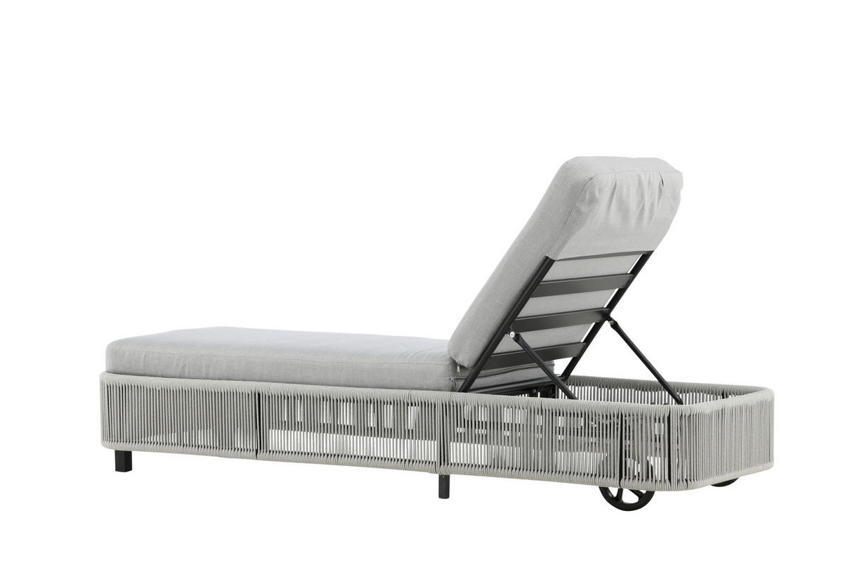 SONNENLIEGE 75/32/205 cm  - Schwarz/Grau, KONVENTIONELL, Textil/Metall (75/32/205cm) - Gardenson
