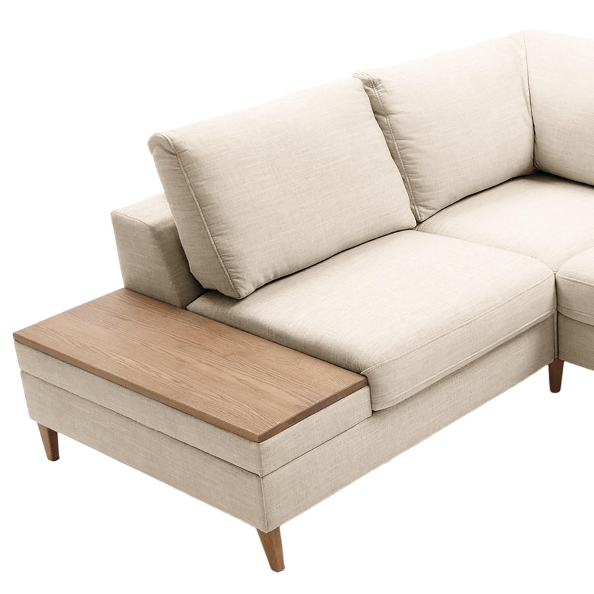 ECKSOFA in Webstoff Silberfarben  - Eschefarben/Silberfarben, Modern, Holz/Textil (260/90/204cm) - Trendmanufaktur