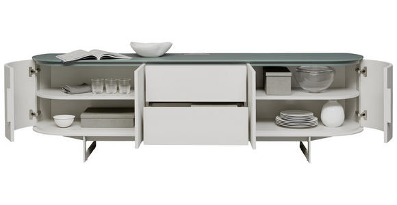 LOWBOARD 220/65/45 cm - Blau/Beige, Design, Holzwerkstoff/Metall (220/65/45cm) - Ambiente