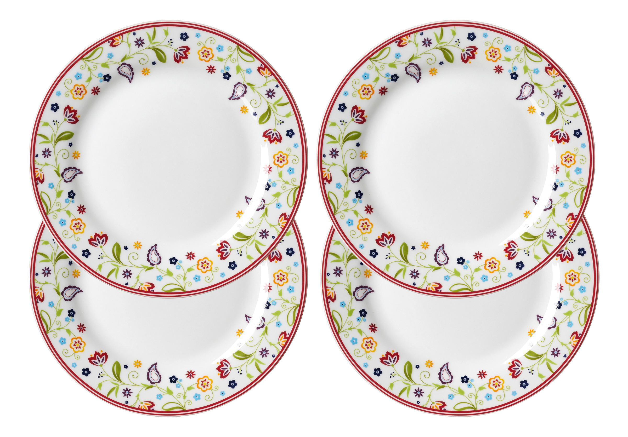 FRÜHSTÜCKSTELLERSET Multicolor, Weiß 4-teilig Shanti  - Multicolor/Weiß, KONVENTIONELL, Keramik (21/21/6cm) - Ritzenhoff Breker