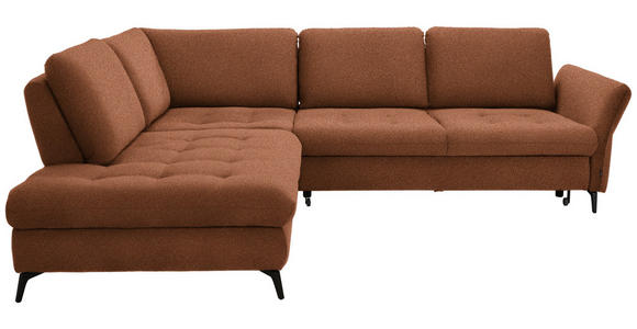 ECKSOFA in Bouclé Cognac 233/288 cm - Cognac/Schwarz, Natur, Textil/Metall (233/288cm) - Valnatura