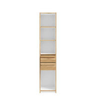 ETAJERĂ  44,4/215/42 cm alb, culoare lemn stejar  - alb/culoare lemn stejar, Modern, plastic/material pe bază de lemn (44,4/215/42cm) - Novel