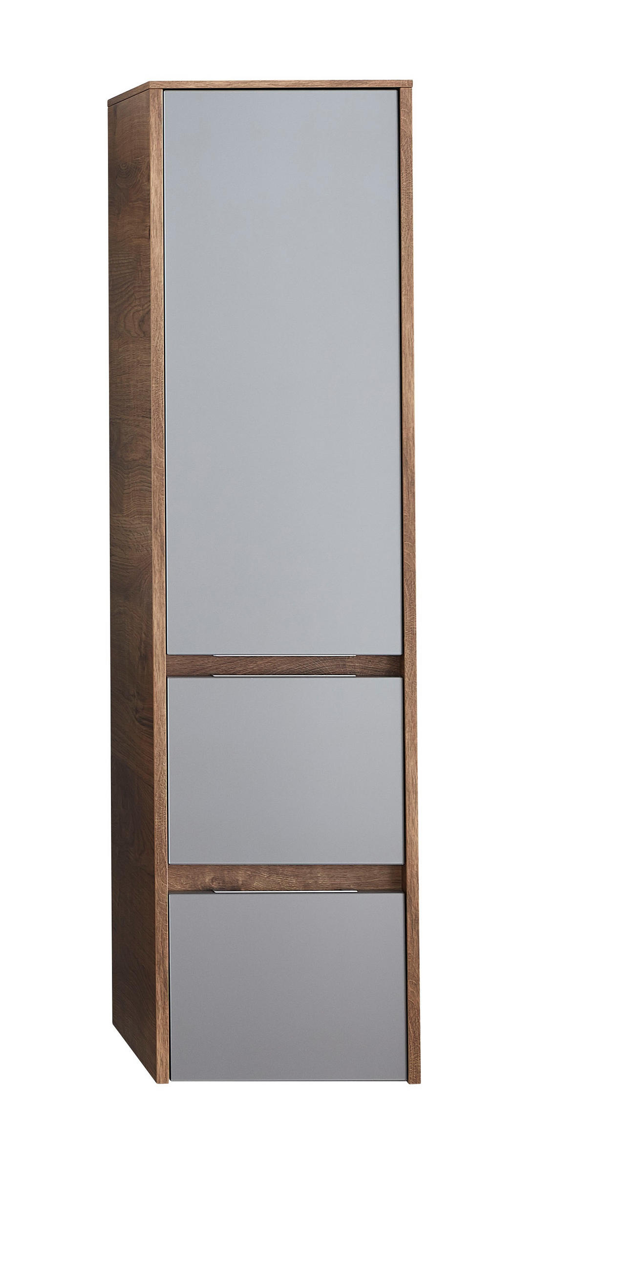 SREDNJE VISOKA OMARA 33,3/126,8/33 cm  - siva/barve hrasta, Design, kovina/steklo (33,3/126,8/33cm) - Sadena