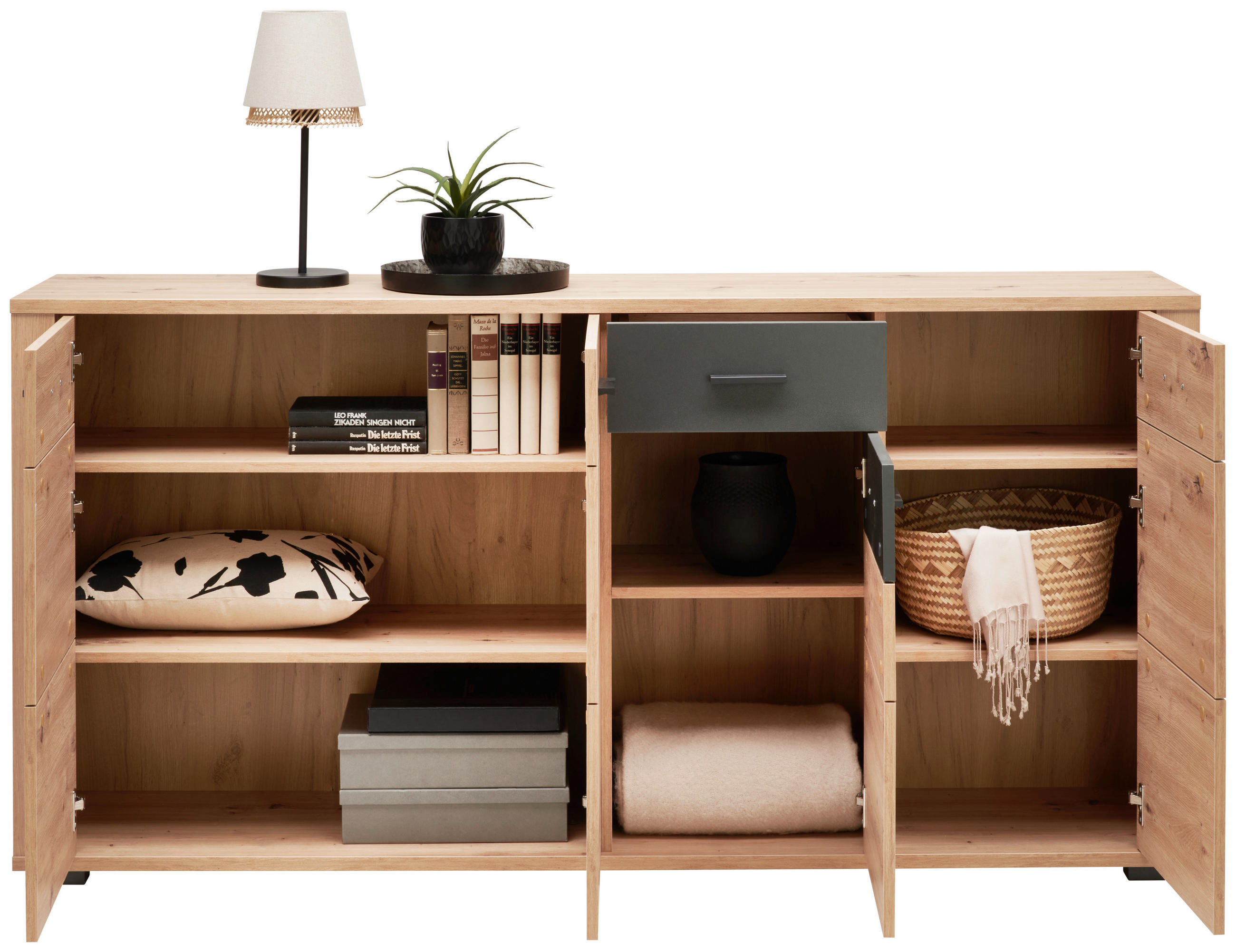 SIDEBOARD in 178,6/88,7/38 cm - Anthrazit/Eiche Artisan, KONVENTIONELL, Holzwerkstoff/Kunststoff (178,6/88,7/38cm) - Xora