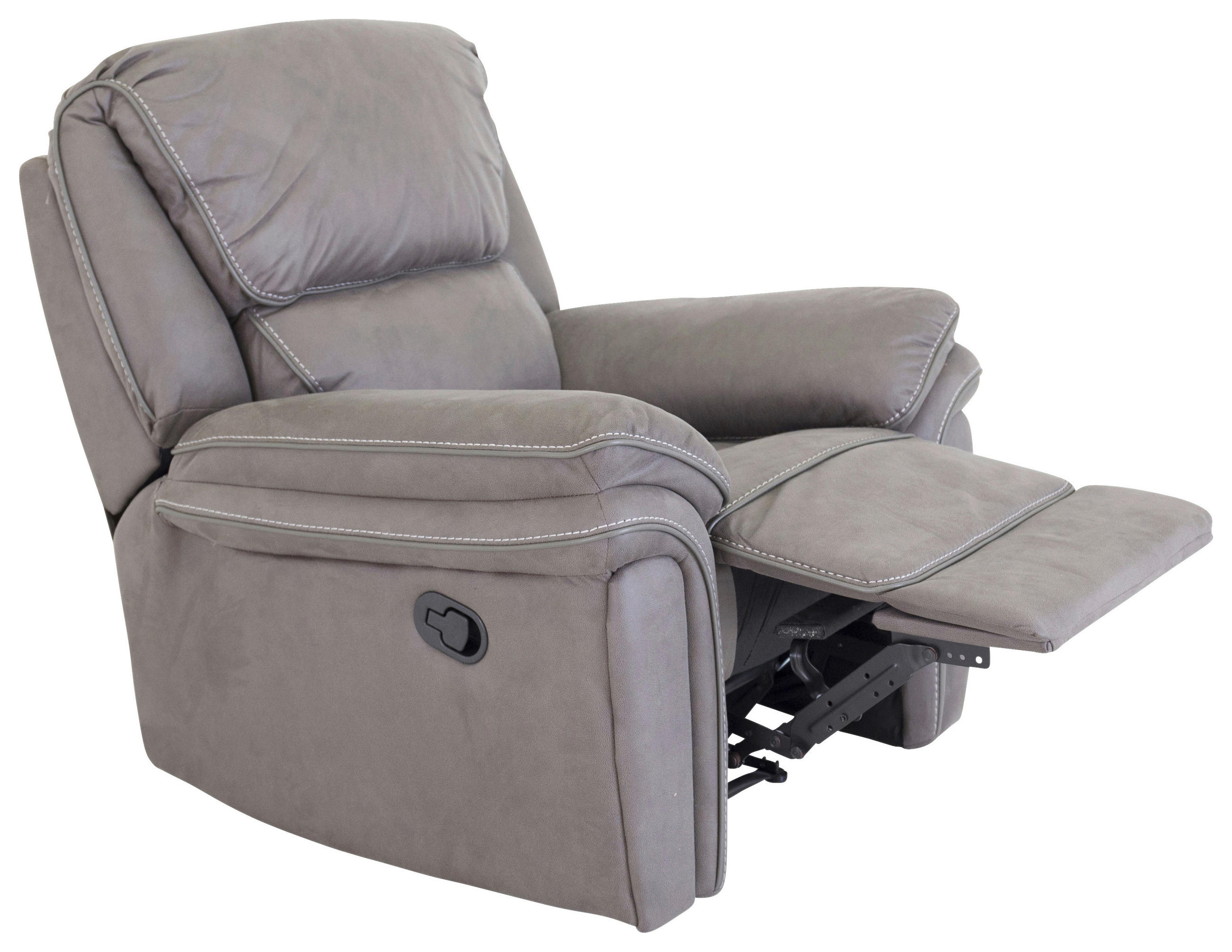 RECLINERFÅTÖLJ i läderimitation (vegan) grå, svart  - grå/svart, Design, metall/textil (98.5/96/99cm) - Livetastic