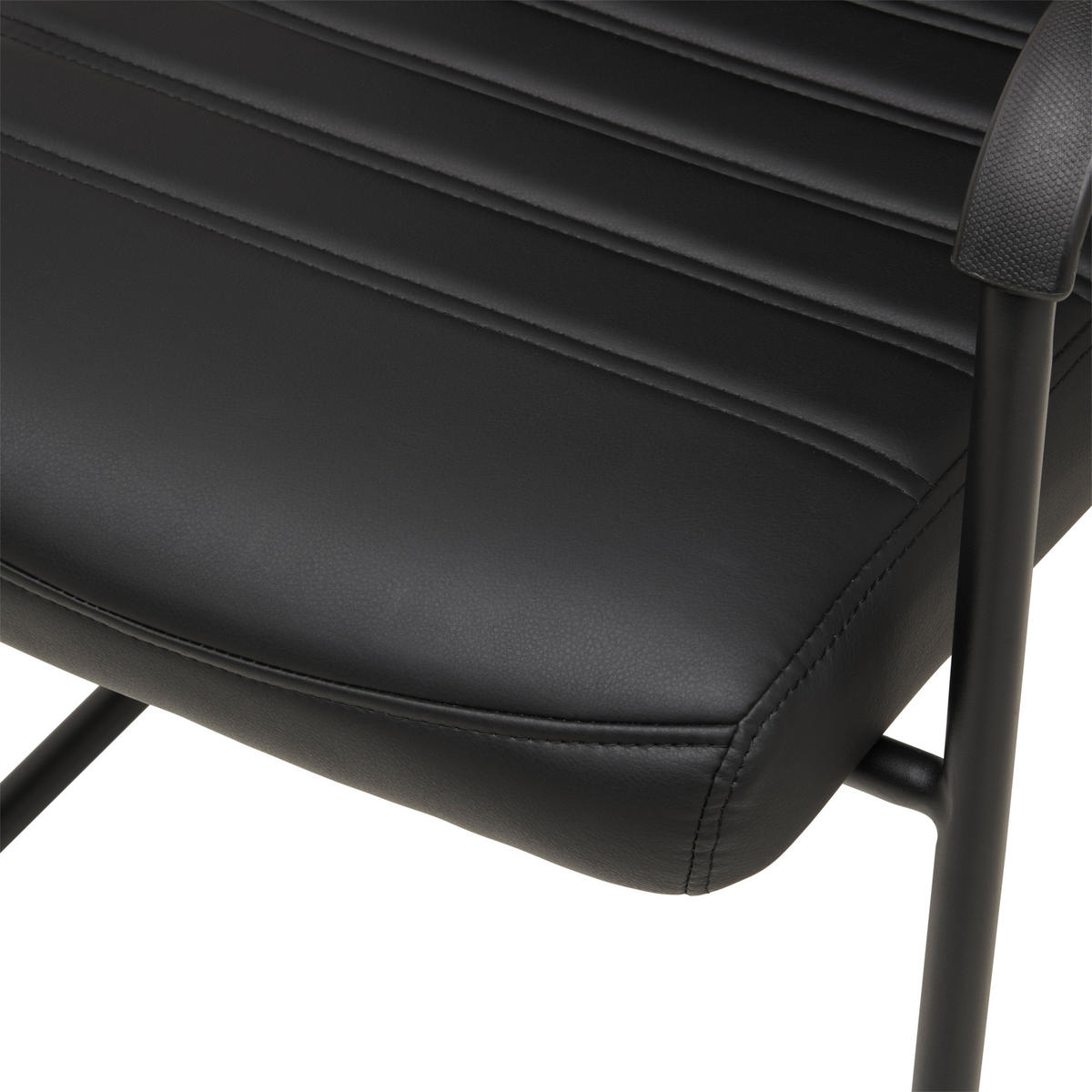 BESUCHERSTUHL  in Lederlook Schwarz  - Schwarz, Lifestyle, Holz/Kunststoff (55/92/64cm) - Livetastic