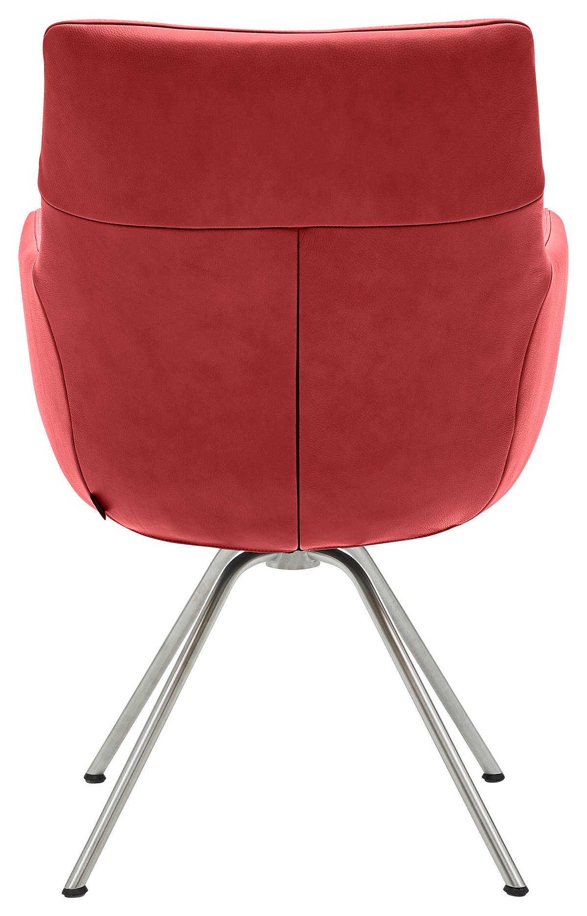 ARMLEHNSTUHL  in Edelstahl  - Edelstahlfarben/Dunkelrot, Design, Leder/Metall (60/90/61cm) - Dieter Knoll