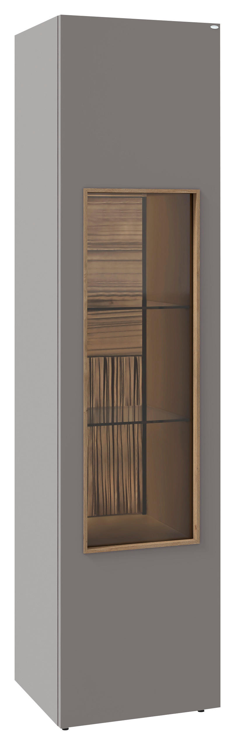VITRINE VLACERA LIVING in furniert Wildeiche Grau, Wildeiche  - Wildeiche/Grau, Design, Glas/Holz (48/194/45cm) - Voglauer