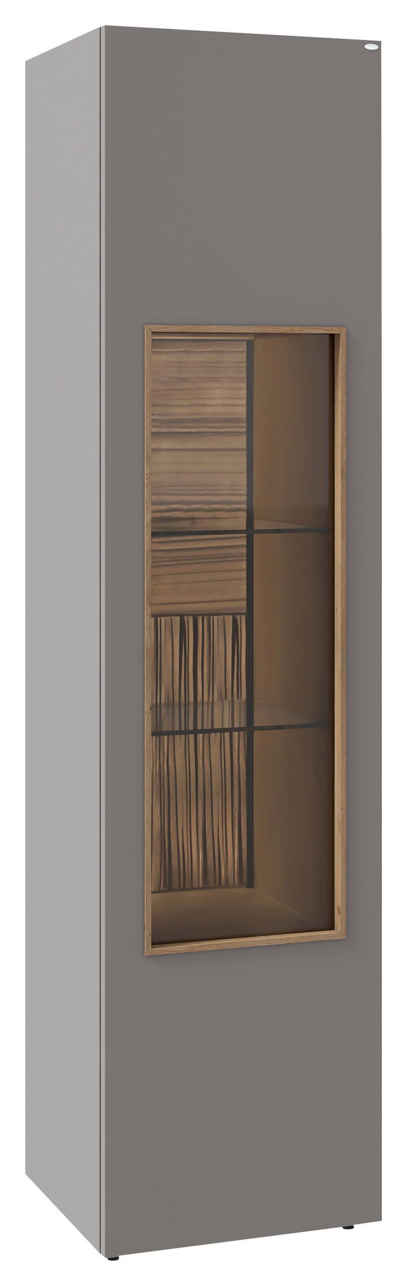 VITRINE VLACERA LIVING in furniert Wildeiche Grau, Wildeiche  - Wildeiche/Grau, Design, Glas/Holz (48/194/45cm) - Voglauer