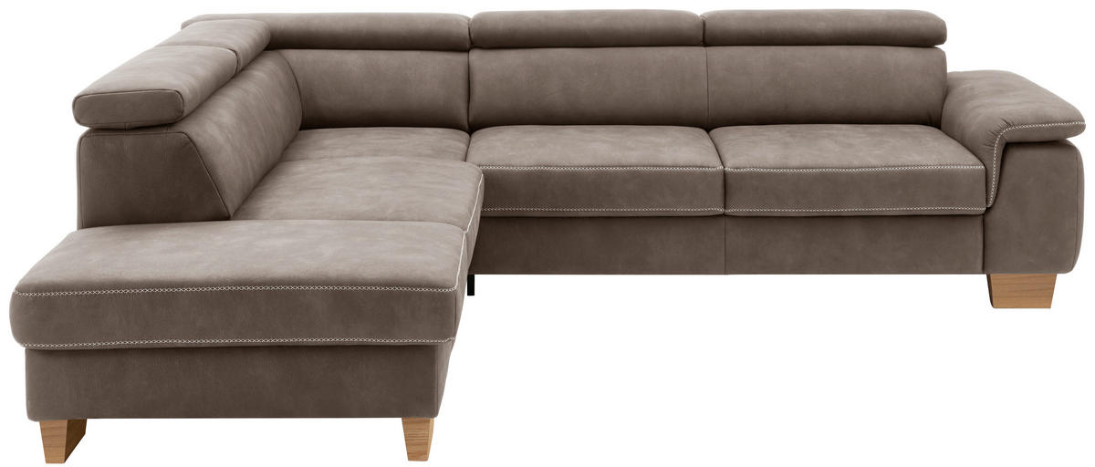 ECKSOFA Mikrofaser Braun  - Eichefarben/Beige, Natur, Holz/Textil (226/273cm) - Beldomo System