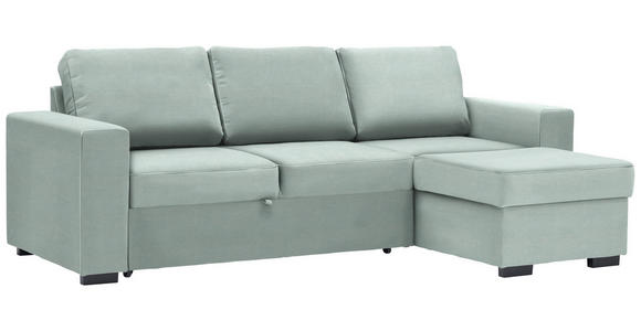 ECKSOFA  in Velours Mintgrün  244/157 cm  - Schwarz/Mintgrün, Design, Kunststoff/Textil (244/157cm) - Carryhome