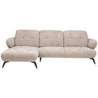 ECKSOFA in Chenille Taupe  180/282 cm  - Taupe/Schwarz, MODERN, Textil/Metall (180/282cm) - Novel