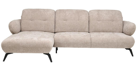 ECKSOFA in Chenille Taupe  180/282 cm  - Taupe/Schwarz, MODERN, Textil/Metall (180/282cm) - Novel