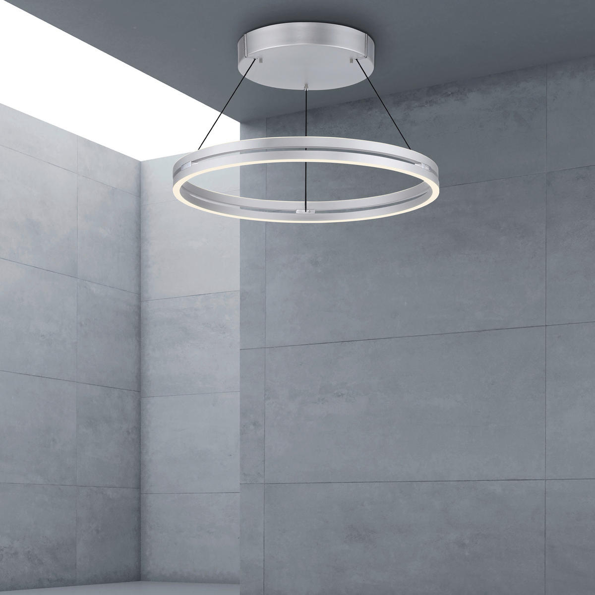 LED-HÄNGELEUCHTE 69,5/69,5/350 cm  - Alufarben, Design, Kunststoff/Metall (69,5/69,5/350cm) - Neuhaus PURE