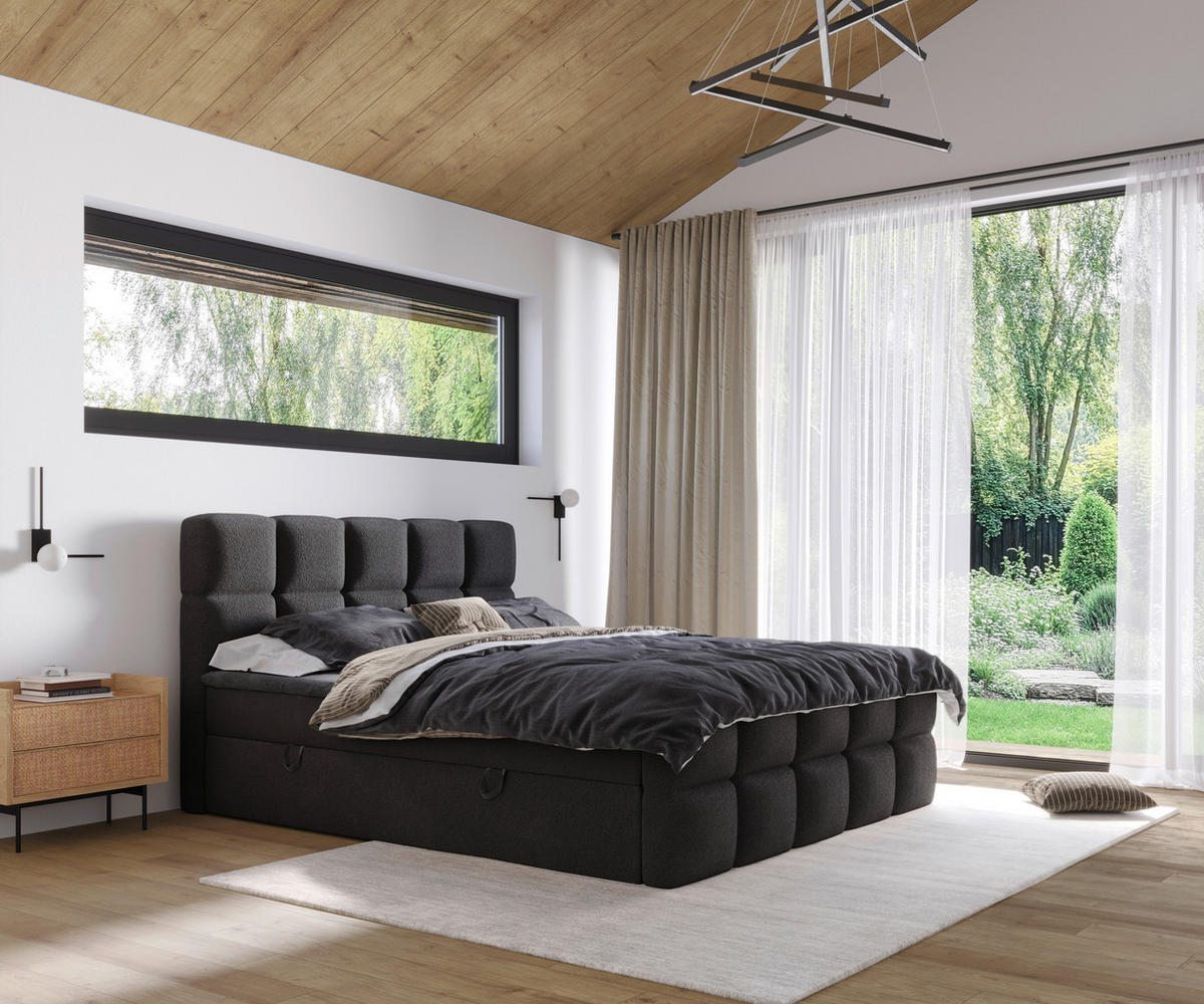 BOXBETT 180/200 cm  in Schwarz  - Schwarz, Design, Kunststoff/Textil (180/200cm) - Xora