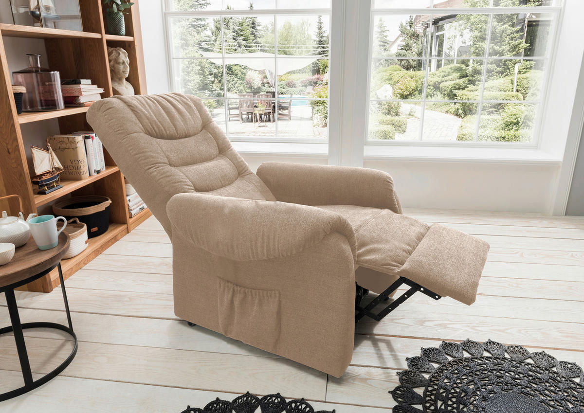 FERNSEHSESSEL in Struktur Hellbraun  - Hellbraun/Dunkelgrün, Design, Kunststoff/Textil (76/106/94cm) - Livetastic
