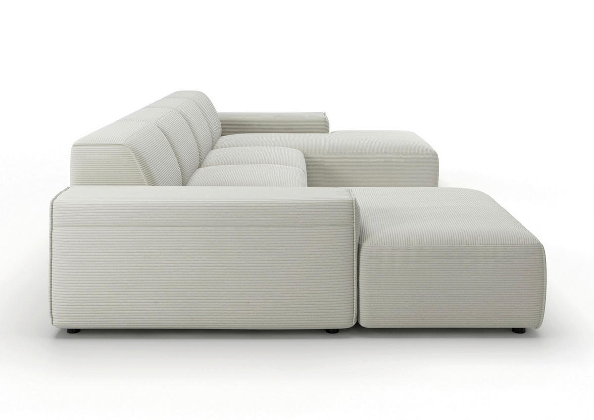 WOHNLANDSCHAFT Hellgrau Cord  - Hellgrau/Schwarz, MODERN, Kunststoff/Textil (189/340/189cm) - Pure Home Lifestyle