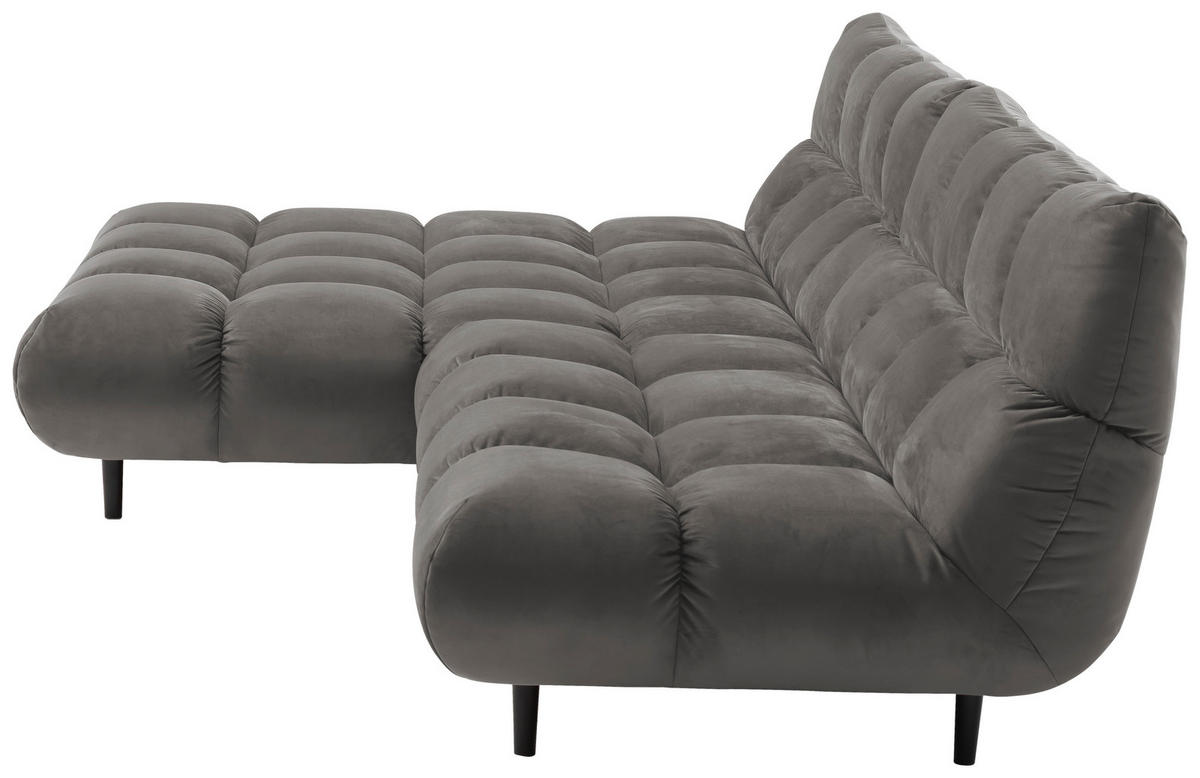 ECKSOFA Grau Velours  - Schwarz/Grau, Design, Holz/Textil (178/293cm) - Pure Home Lifestyle