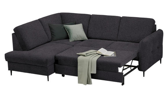 ECKSOFA in Chenille Dunkelbraun  - Dunkelbraun/Schwarz, MODERN, Holz/Textil (184/241cm) - Carryhome