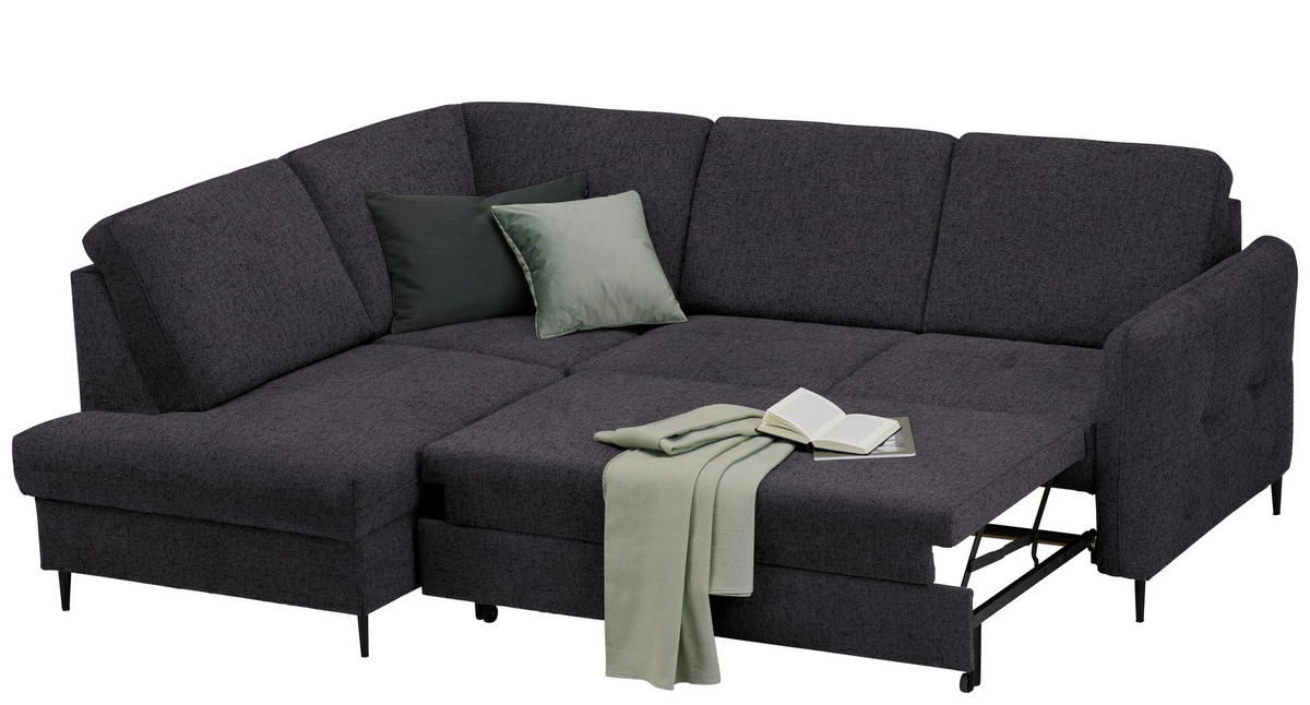 ECKSOFA in Chenille Dunkelbraun  - Dunkelbraun/Schwarz, Modern, Holz/Textil (184/241cm) - Carryhome
