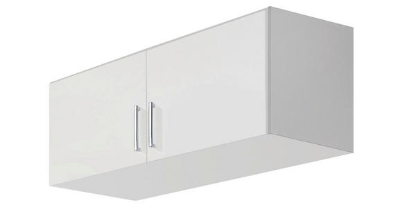 AUFSATZSCHRANK 91/39/54 cm - Weiß Hochglanz/Alufarben, Design, Holzwerkstoff/Kunststoff (91/39/54cm) - Carryhome