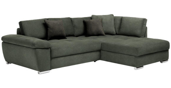 ECKSOFA in Webstoff Dunkelgrün  - Chromfarben/Dunkelgrün, Design, Kunststoff/Textil (276/212cm) - Carryhome