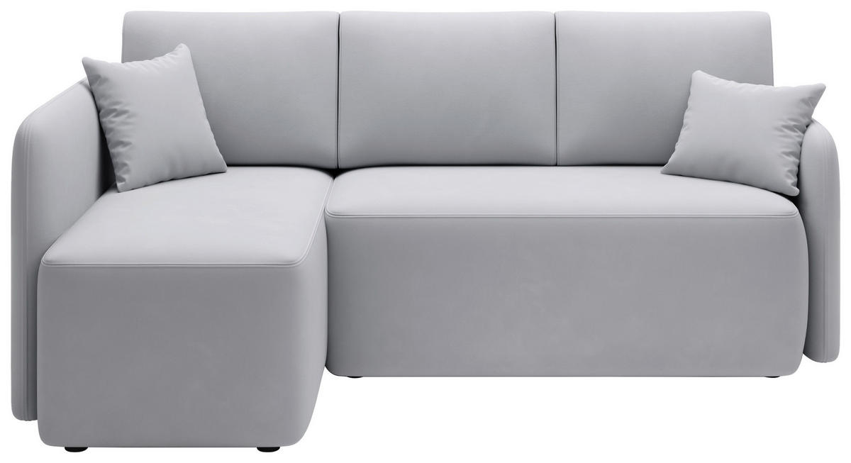 ECKSOFA Plüsch Hellgrau  - Hellgrau/Schwarz, Design, Kunststoff/Textil (150/206cm) - P & B