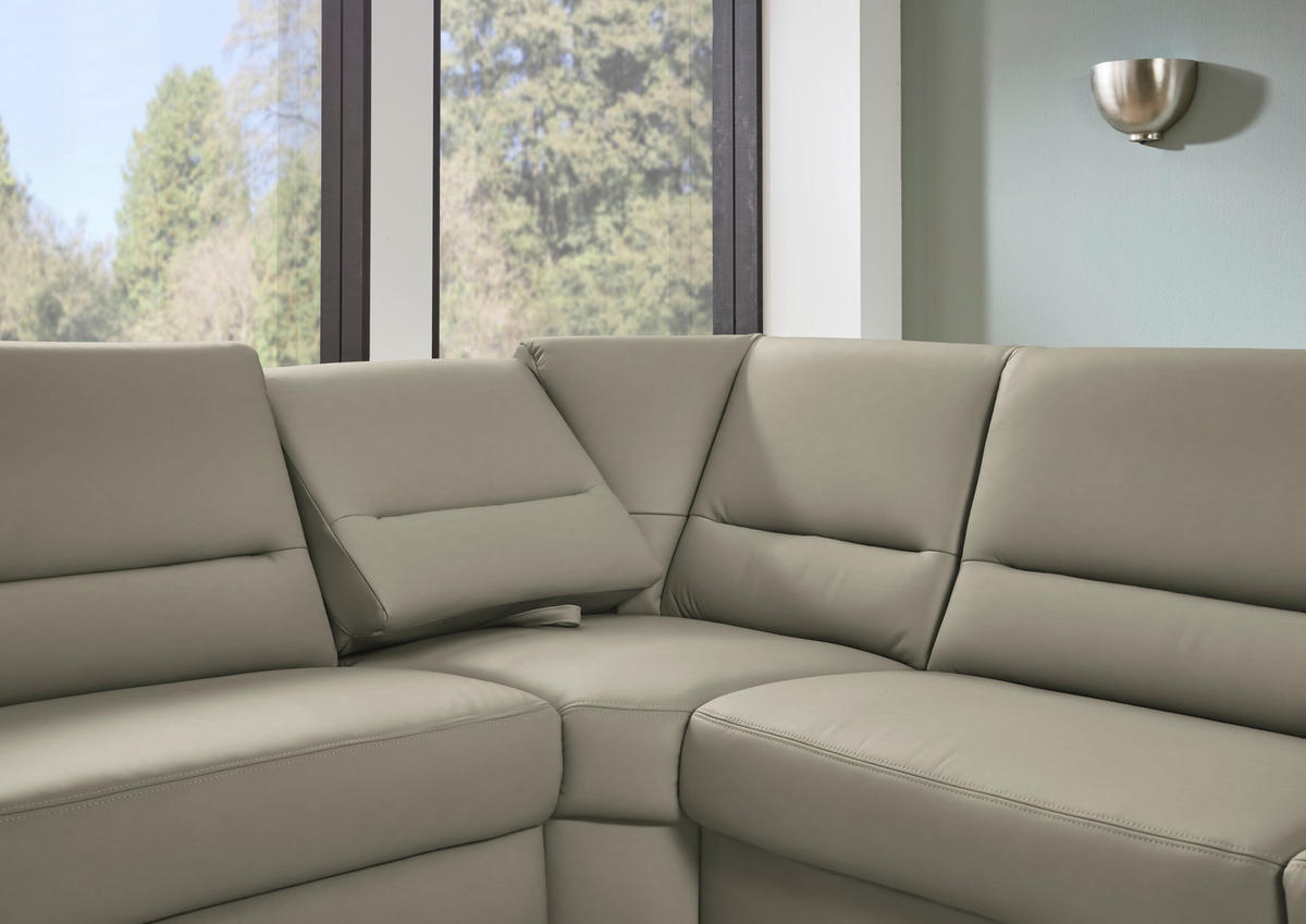 ECKSOFA  in Echtleder Grau  249/290 cm  - Schwarz/Grau, KONVENTIONELL, Leder/Metall (249/290cm) - Beldomo Premium