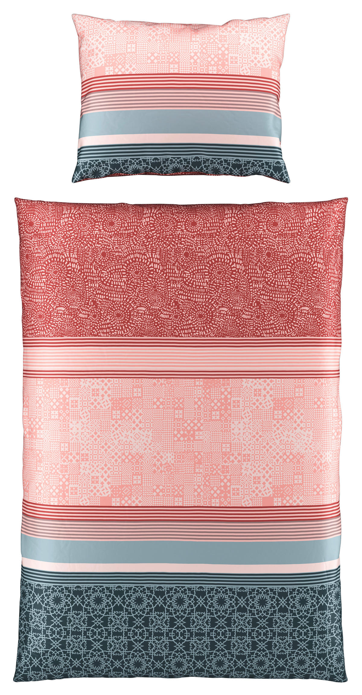 POVLEČENÍ, satén, modrá, růžová, 140/200 cm - modrá/růžová, Konvenční, textil (140/200cm) - Esposa